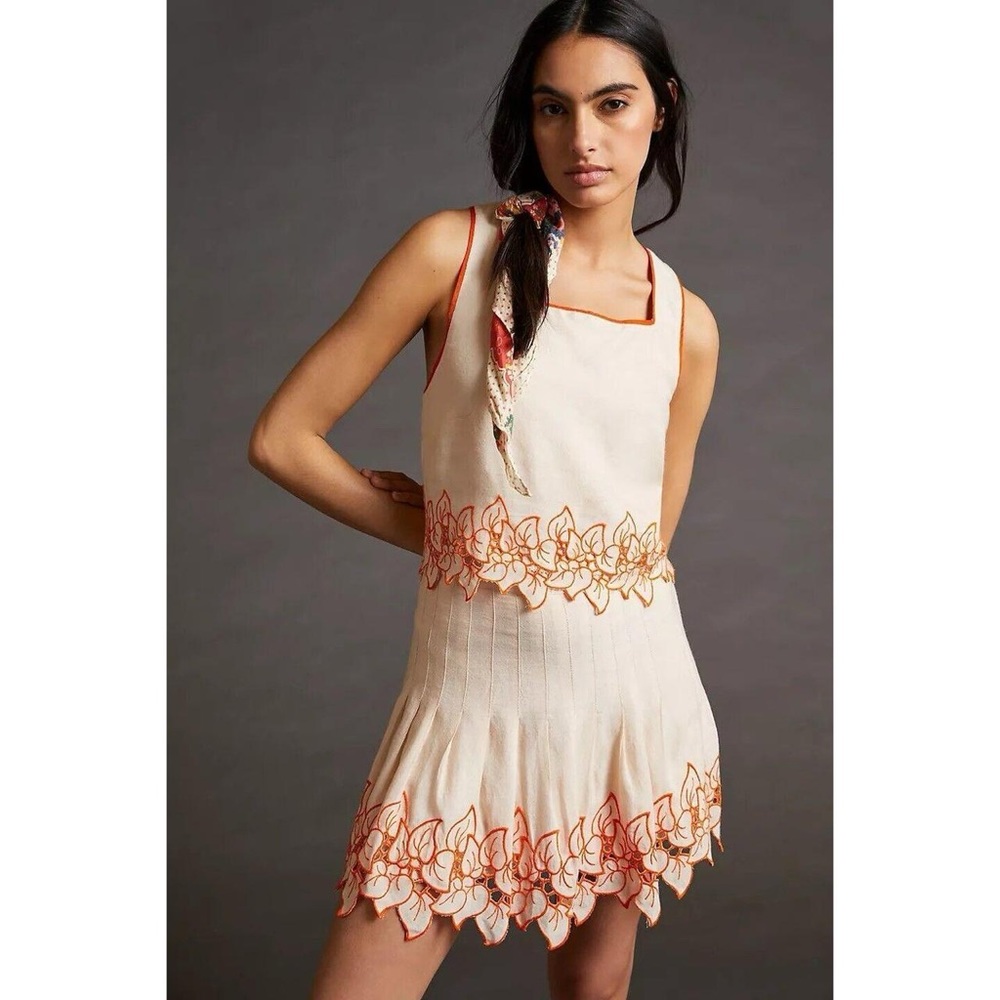 By Anthropologie Applique Embroidery Skirt